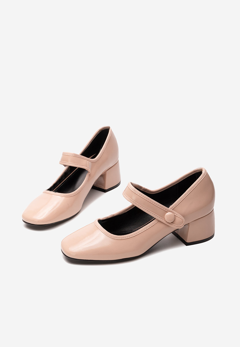Pantofi cu toc gros Annaliese bej