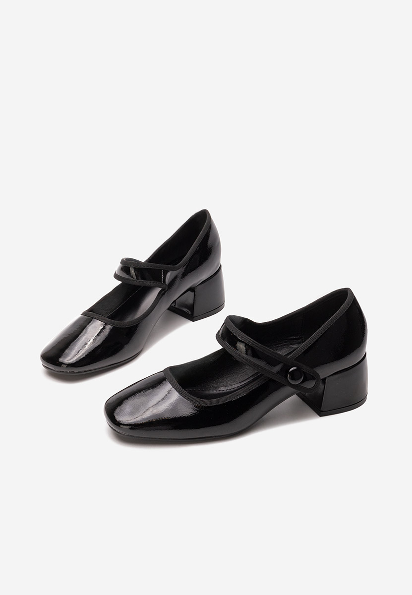 Pantofi cu toc gros Annaliese negri