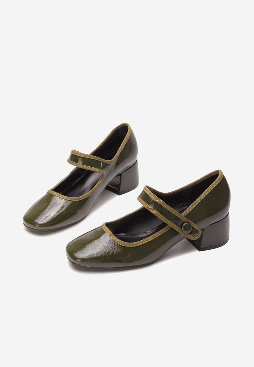 Pantofi cu toc gros Annaliese verzi