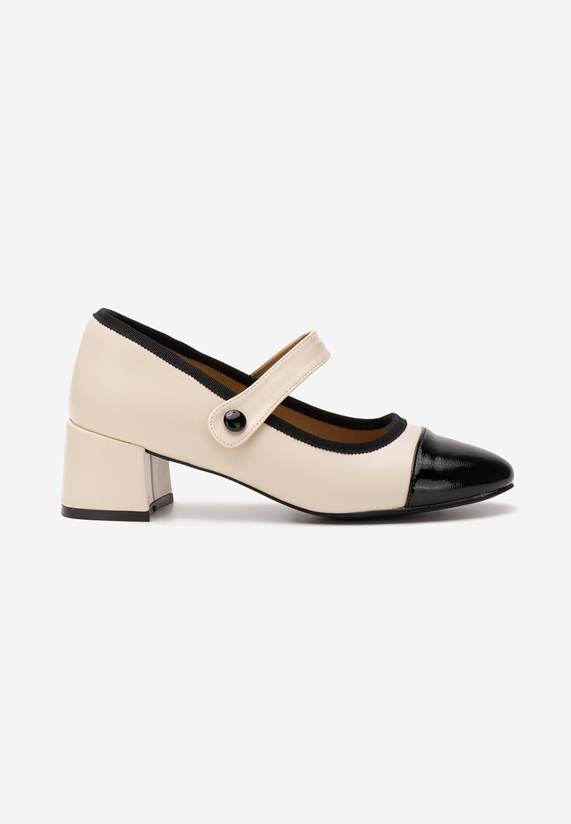Pantofi cu toc gros Vanila bej