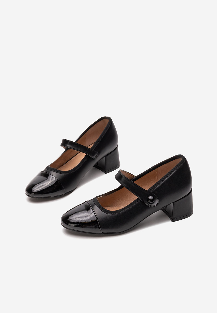 Pantofi cu toc gros Vanila negri