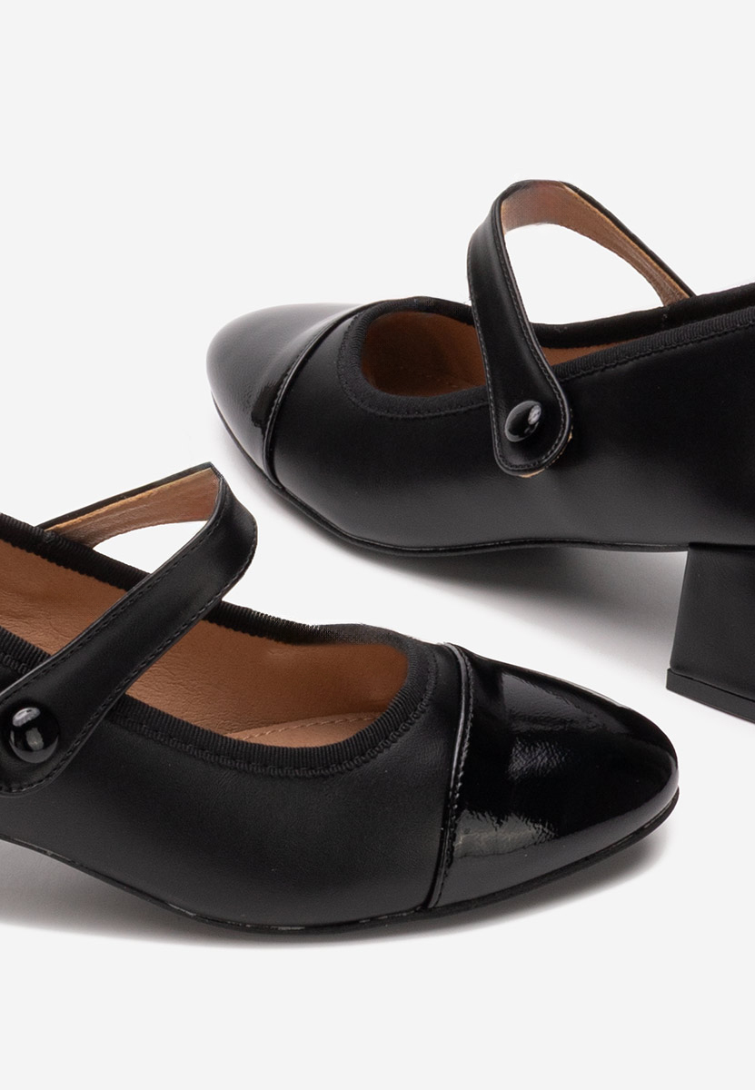 Pantofi cu toc gros Vanila negri