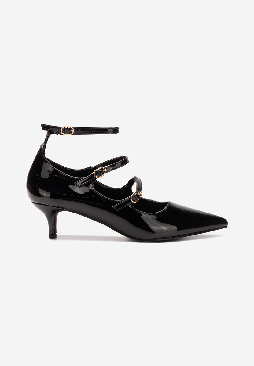 Pantofi cu toc subtire Ginny negri