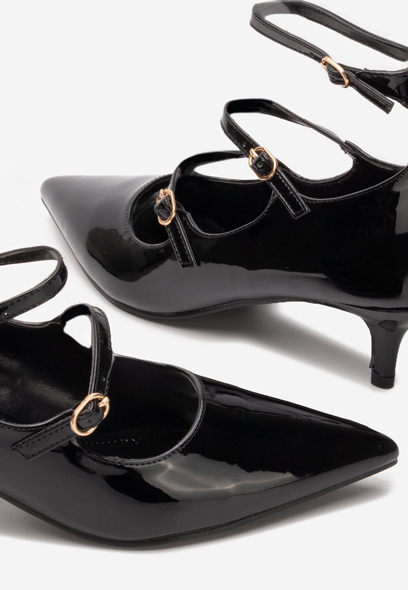 Pantofi cu toc subtire Ginny negri