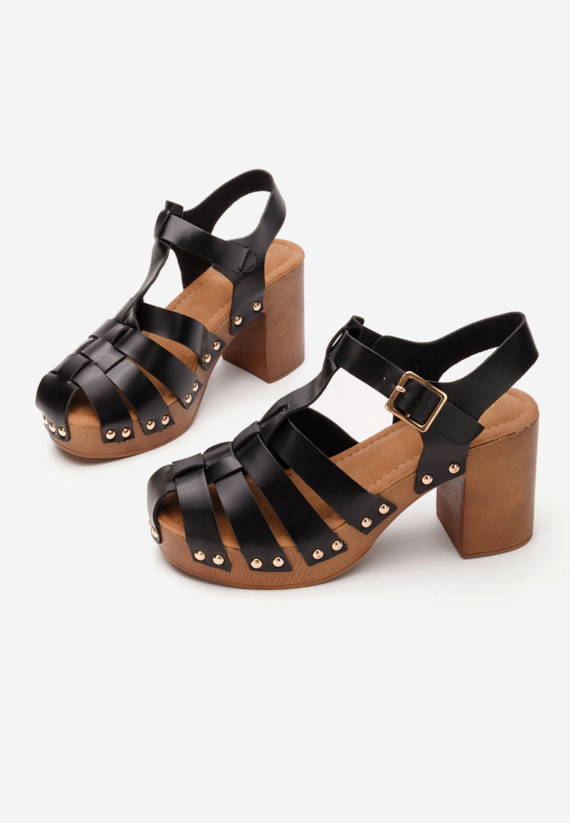 Sandale cu toc gros Gaga negre