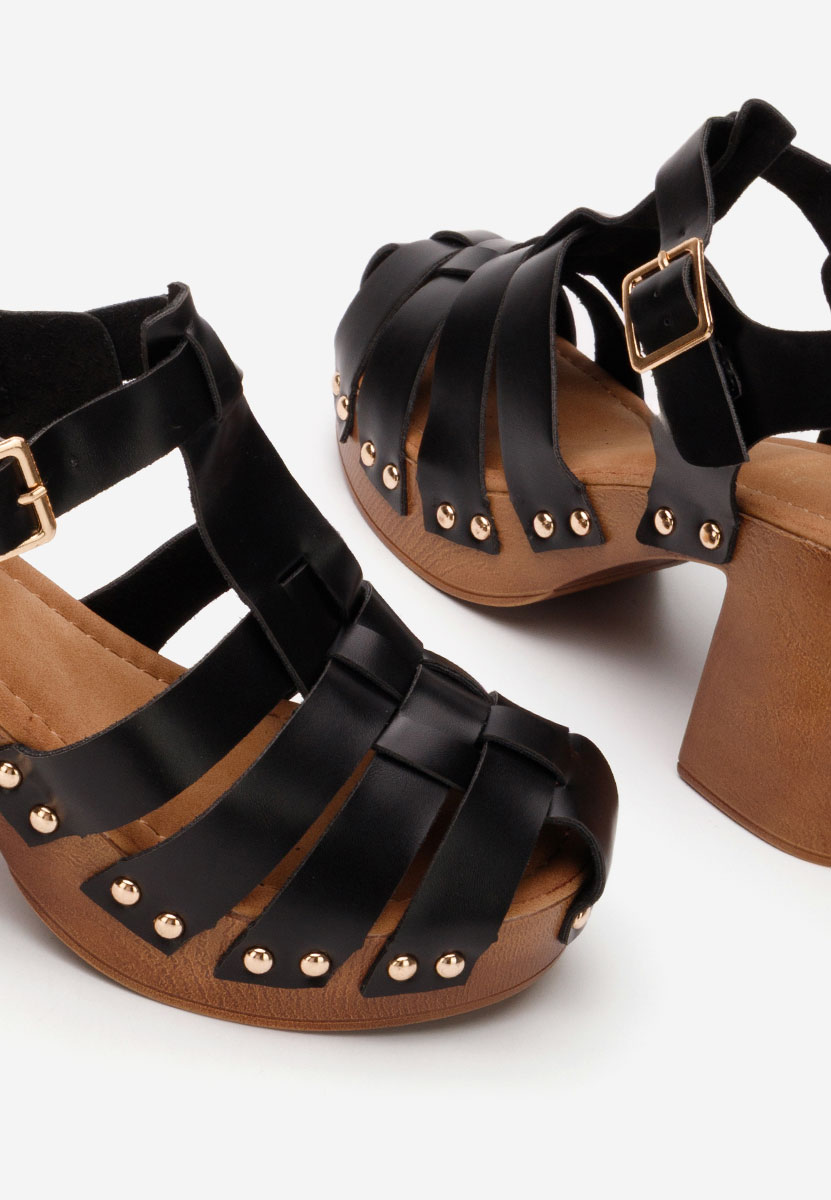 Sandale cu toc gros Gaga negre