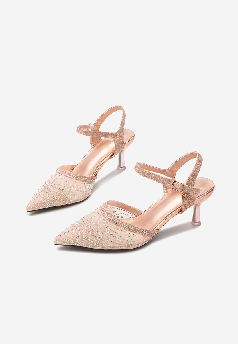 Pantofi cu toc subtire Ekatherina champagne