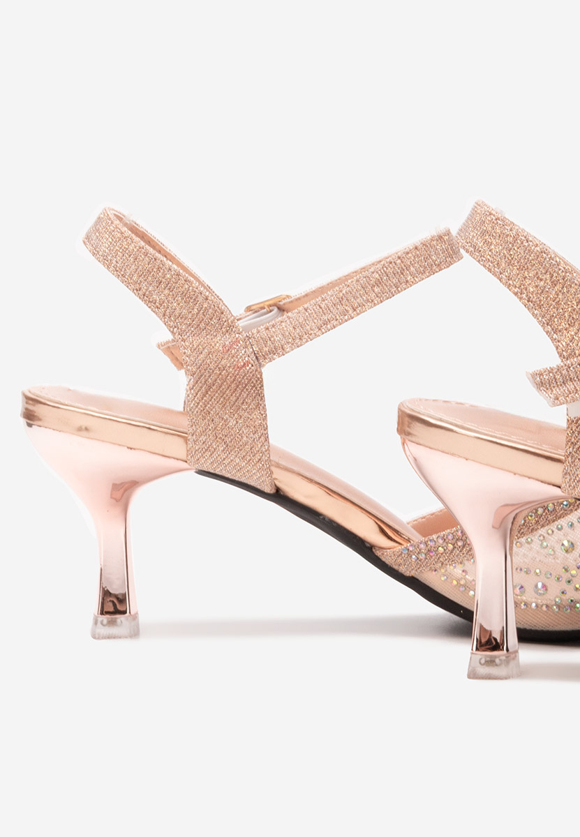 Pantofi cu toc subtire Ekatherina champagne