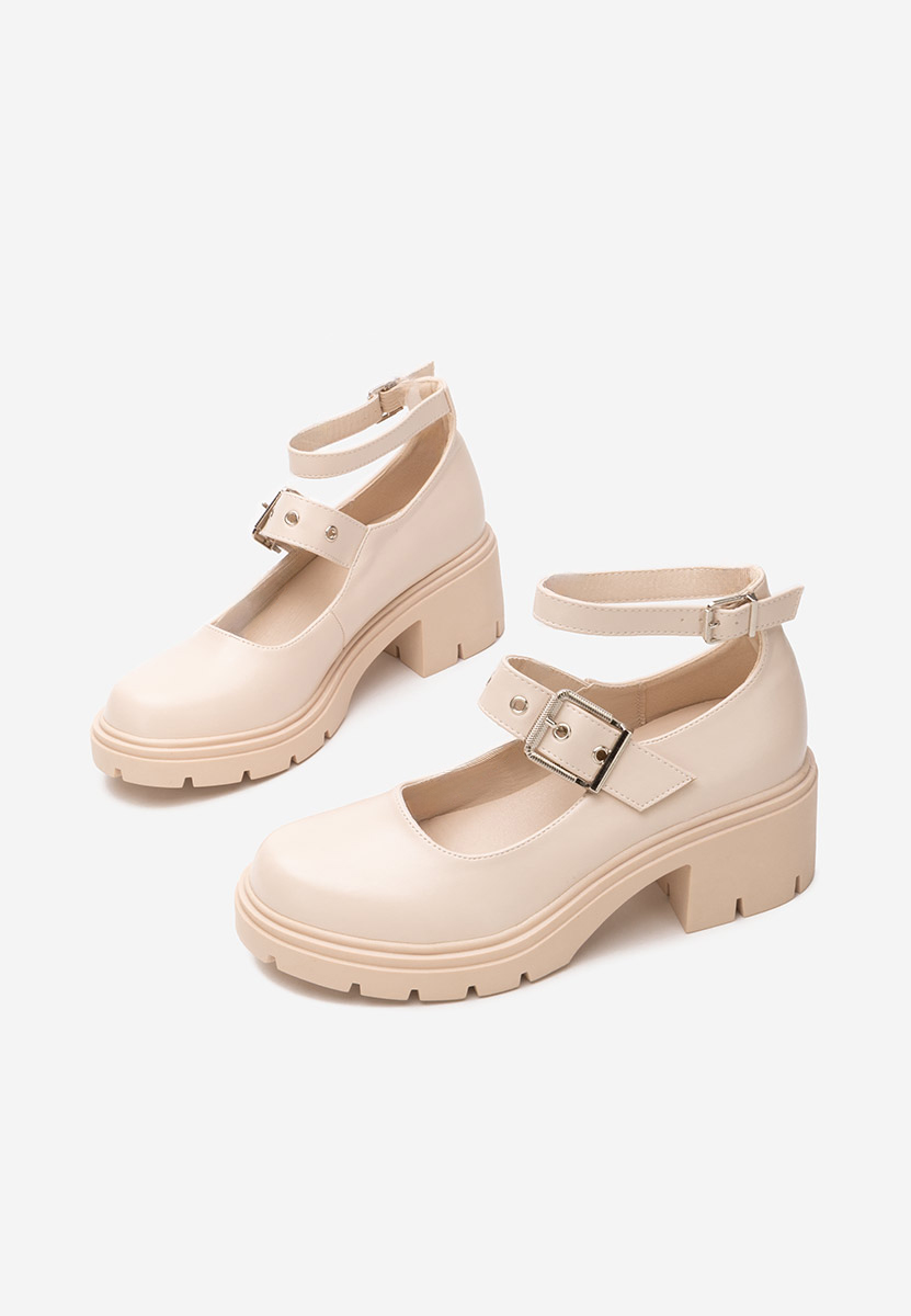 Pantofi cu toc gros Khalilah bej