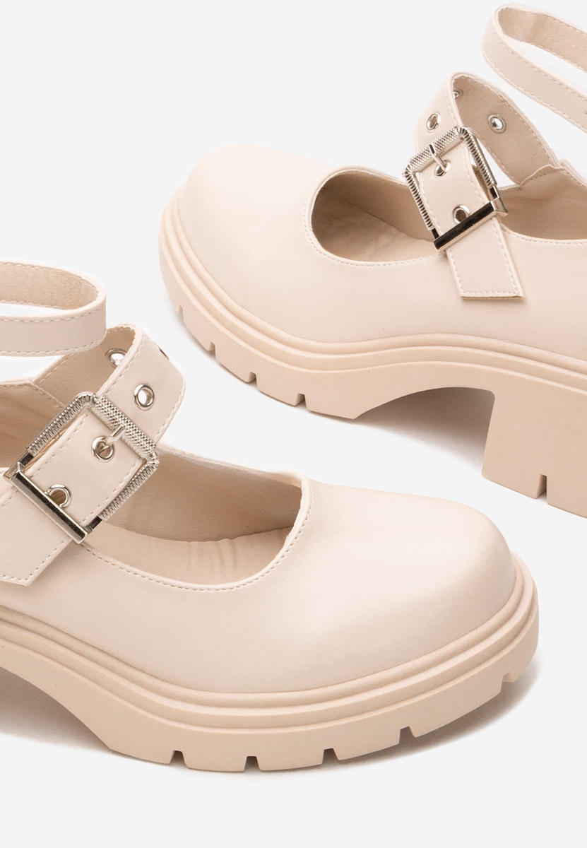 Pantofi cu toc gros Khalilah bej
