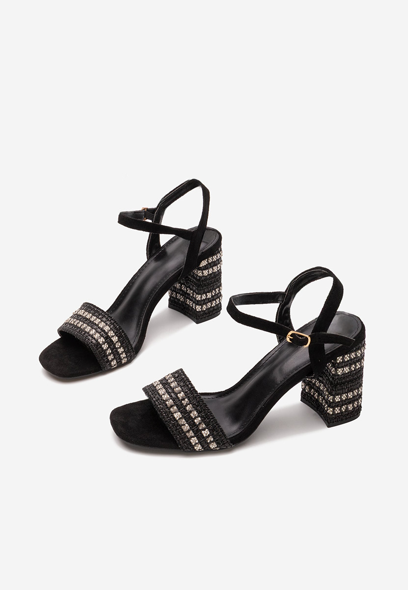 Sandale cu toc gros Marsela negre