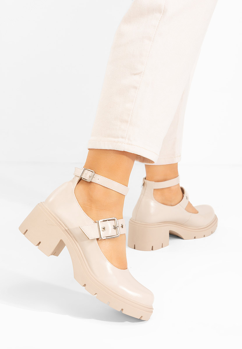 Pantofi cu toc gros Khalilah bej