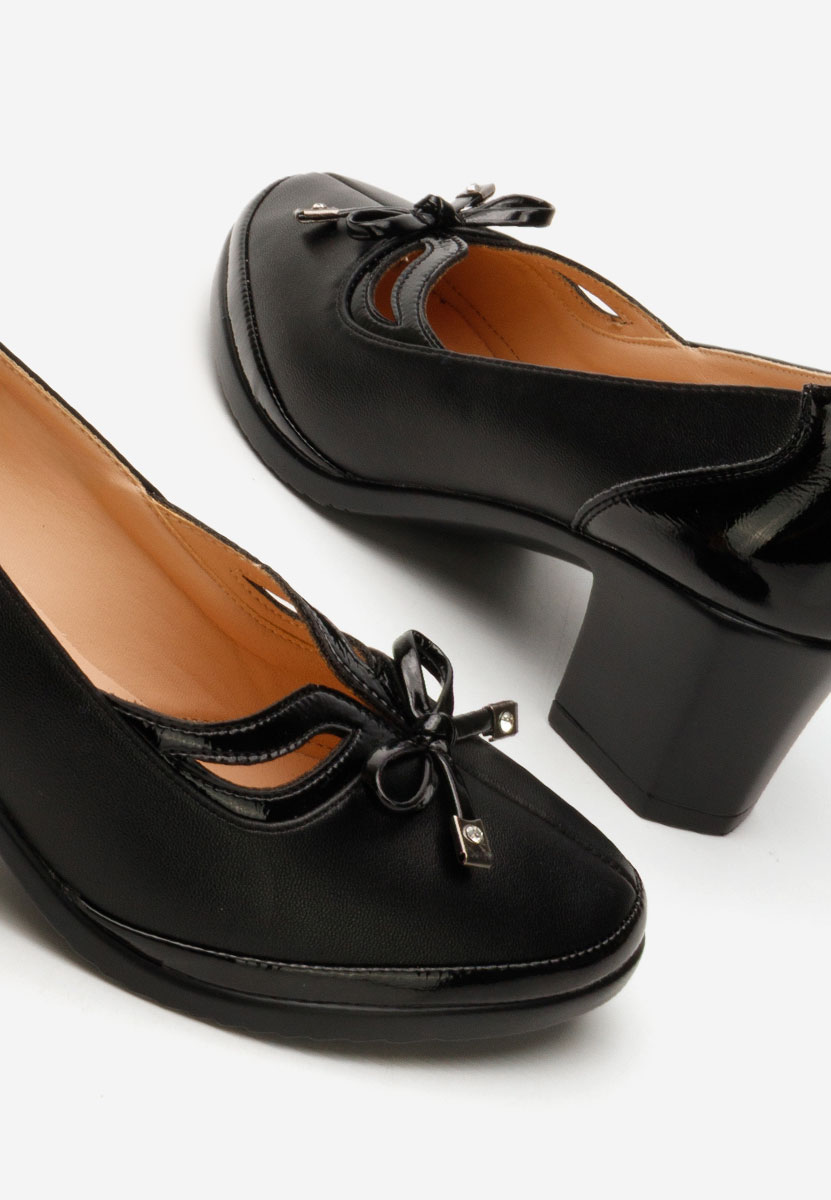 Pantofi cu toc gros Clarine negri
