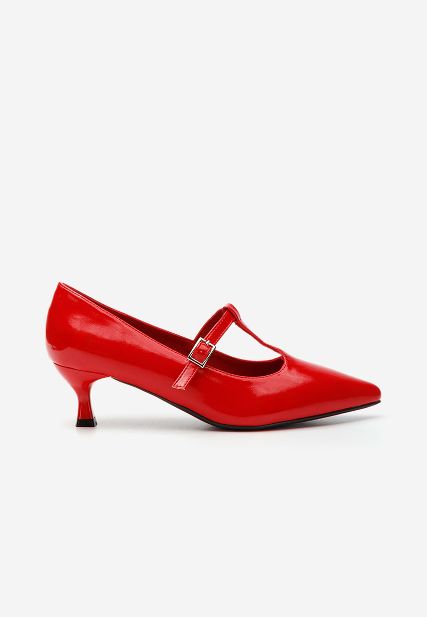 Pantofi cu toc subtire Caty rosii