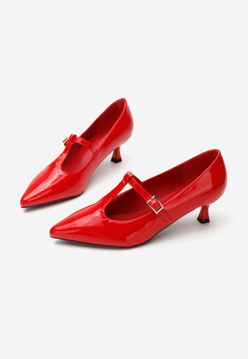 Pantofi cu toc subtire Caty rosii