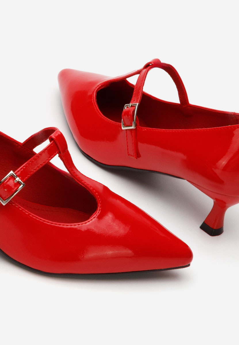 Pantofi cu toc subtire Caty rosii