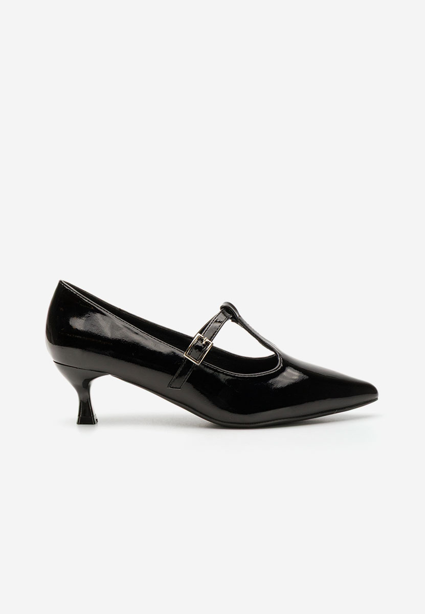 Pantofi cu toc subtire Caty negri