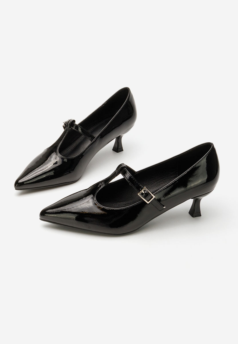 Pantofi cu toc subtire Caty negri