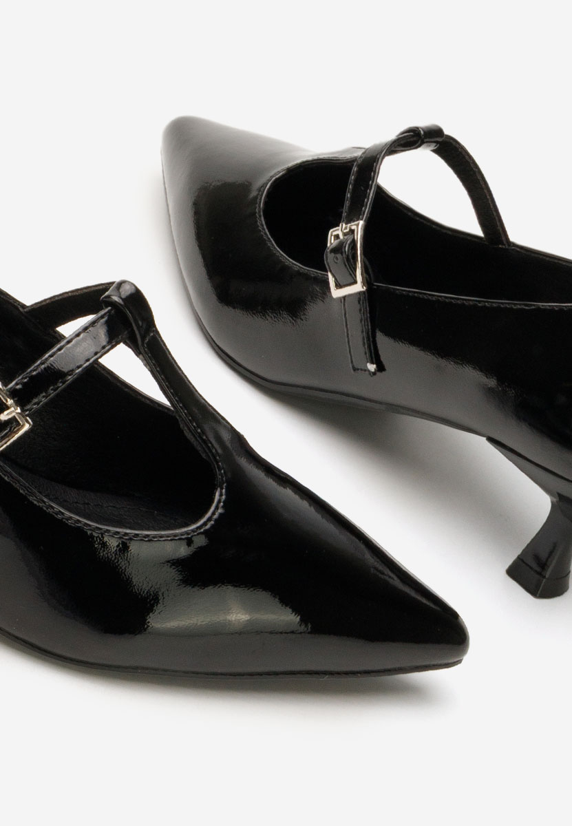 Pantofi cu toc subtire Caty negri