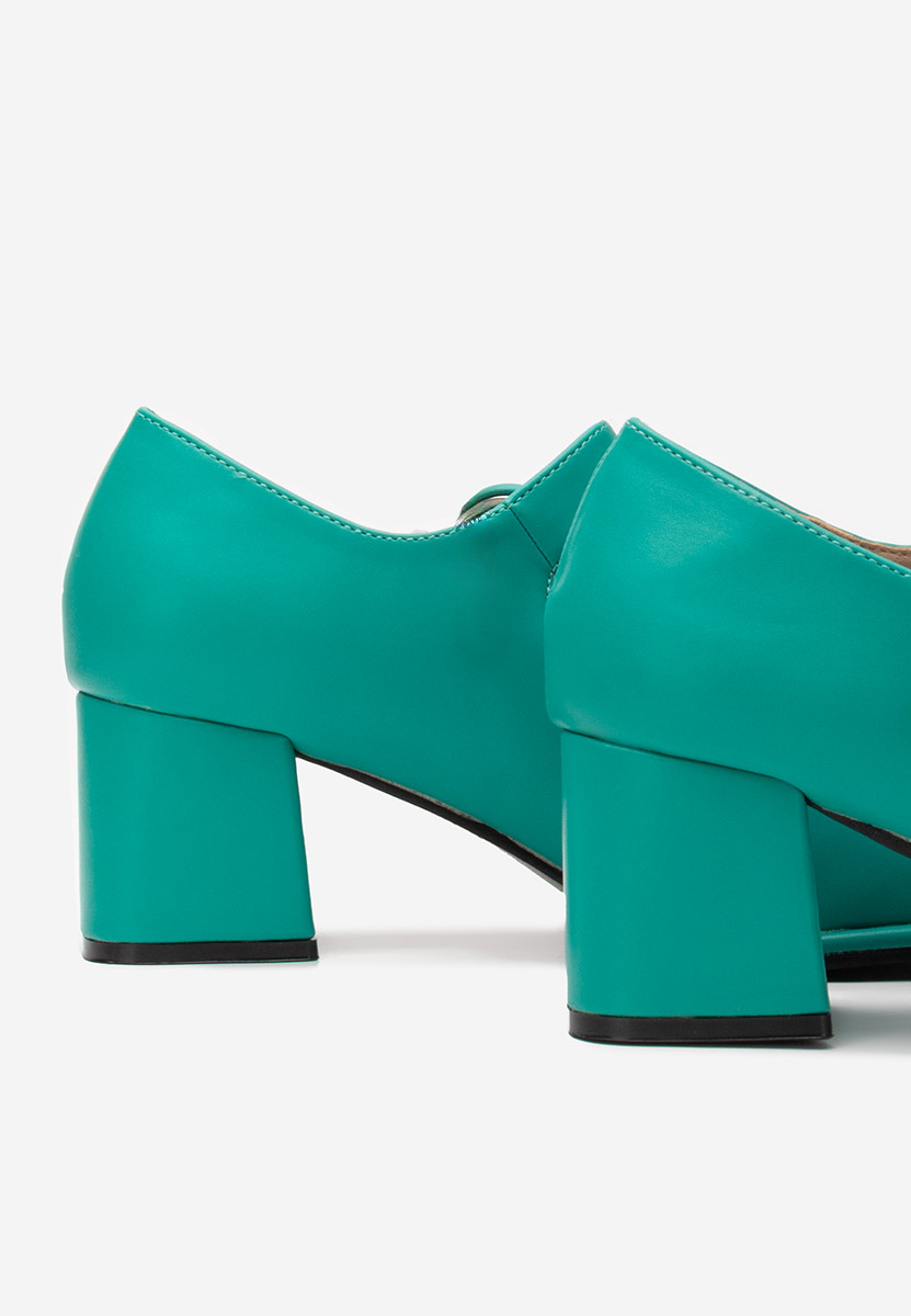 Pantofi cu toc gros Valerea turcoaz