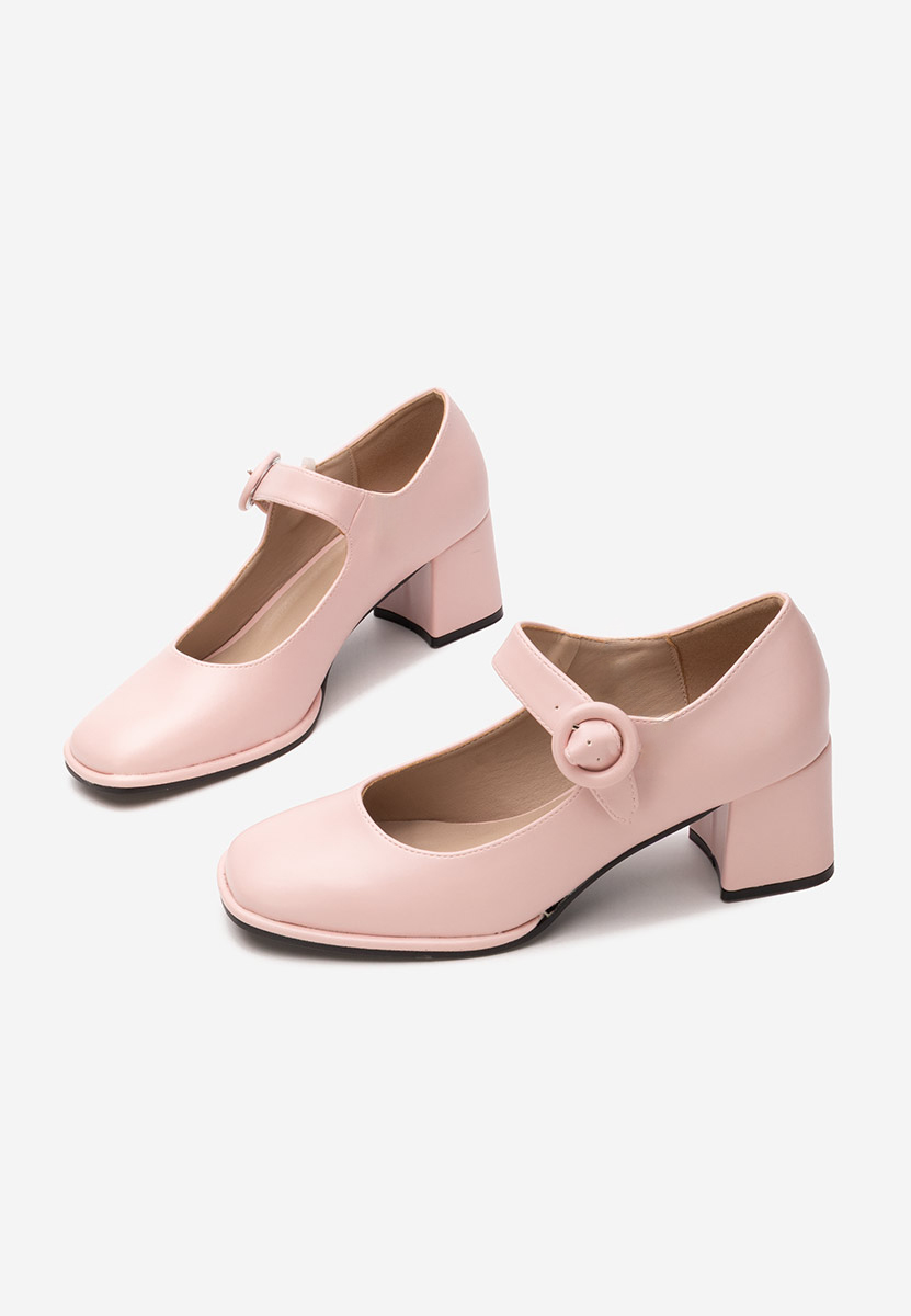 Pantofi cu toc gros Valerea roz