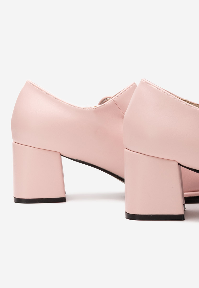 Pantofi cu toc gros Valerea roz