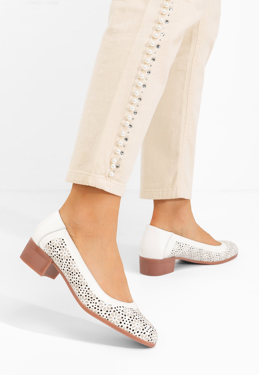 Pantofi cu toc mic Admire albi