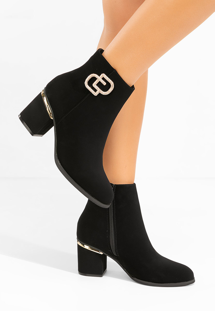 Botine cu toc gros Gracer negre