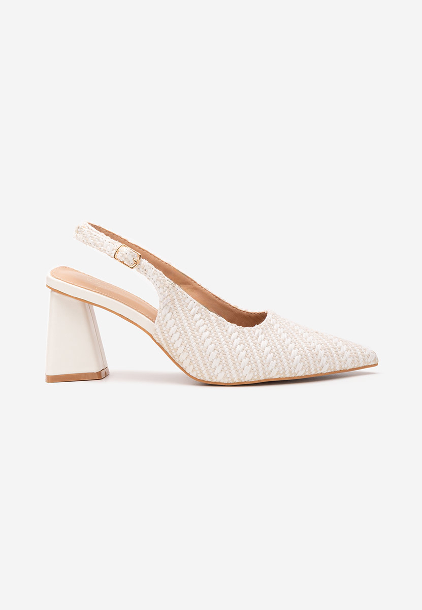 Pantofi cu toc gros Monnyca albi