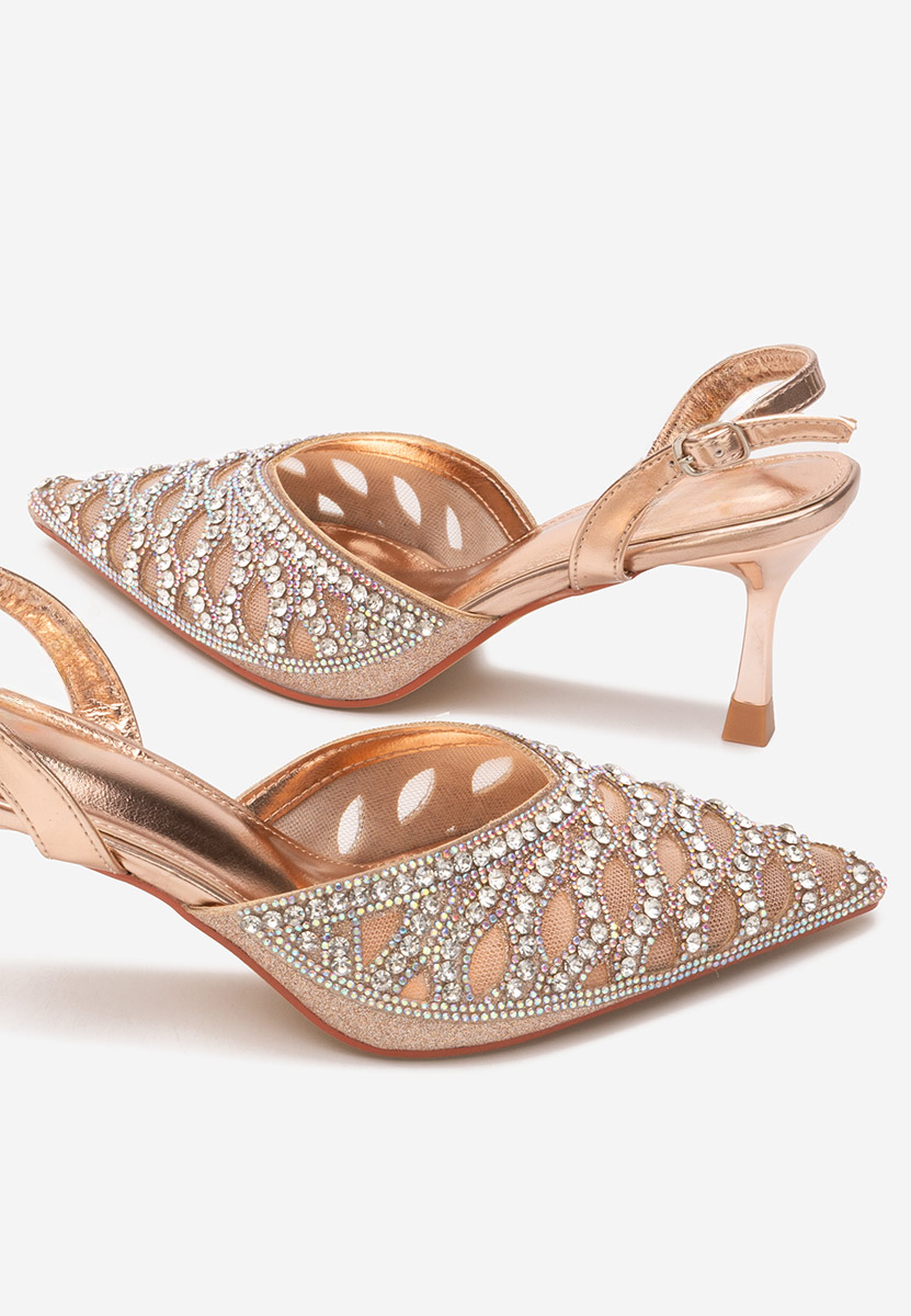 Pantofi cu toc subtire Charlisa champagne
