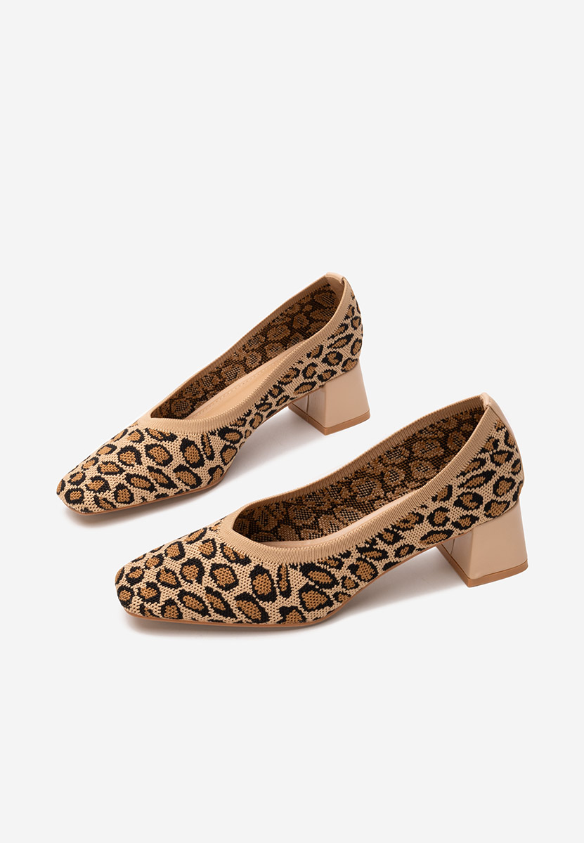 Pantofi cu toc gros Malisona leopard