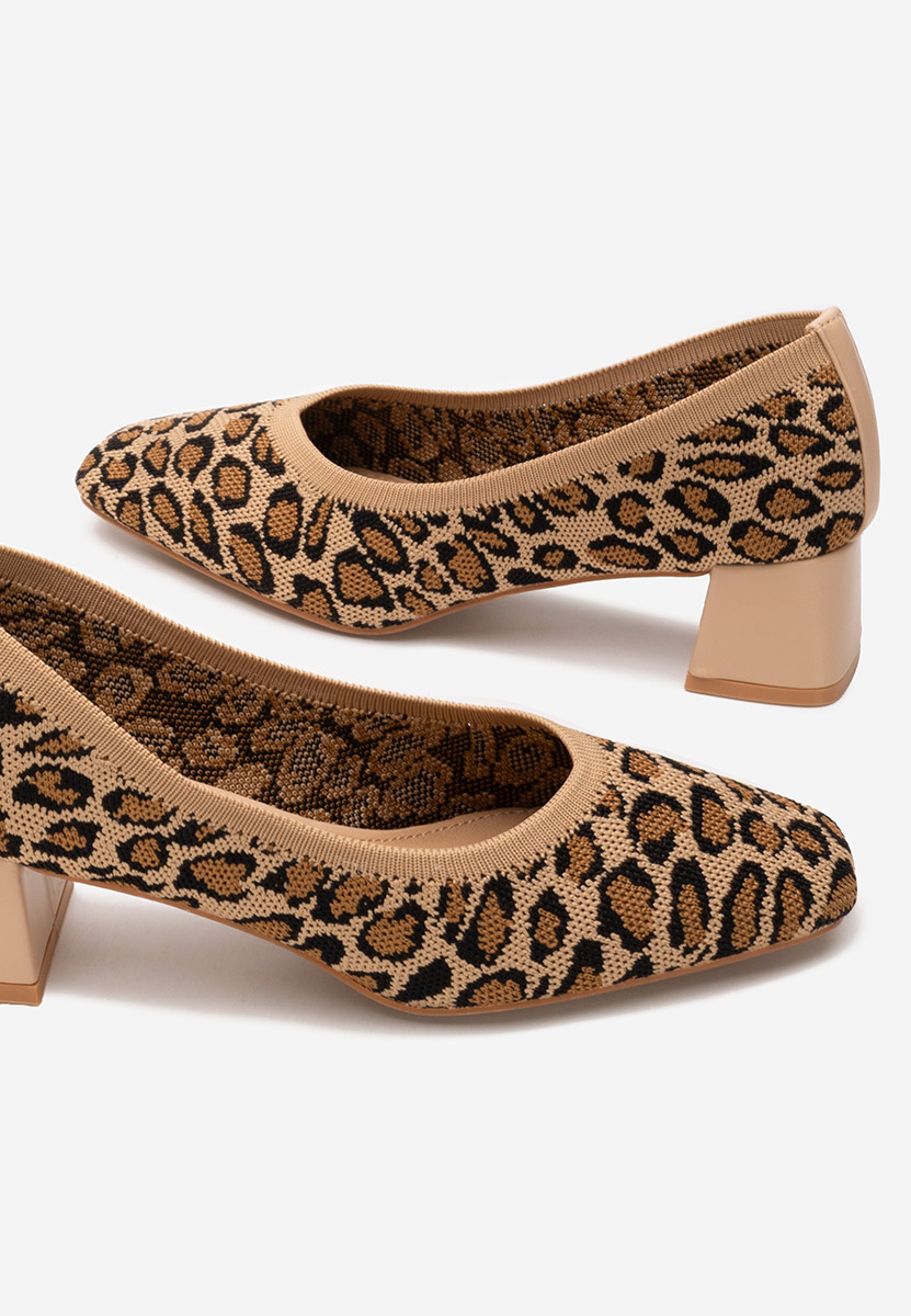 Pantofi cu toc gros Malisona leopard