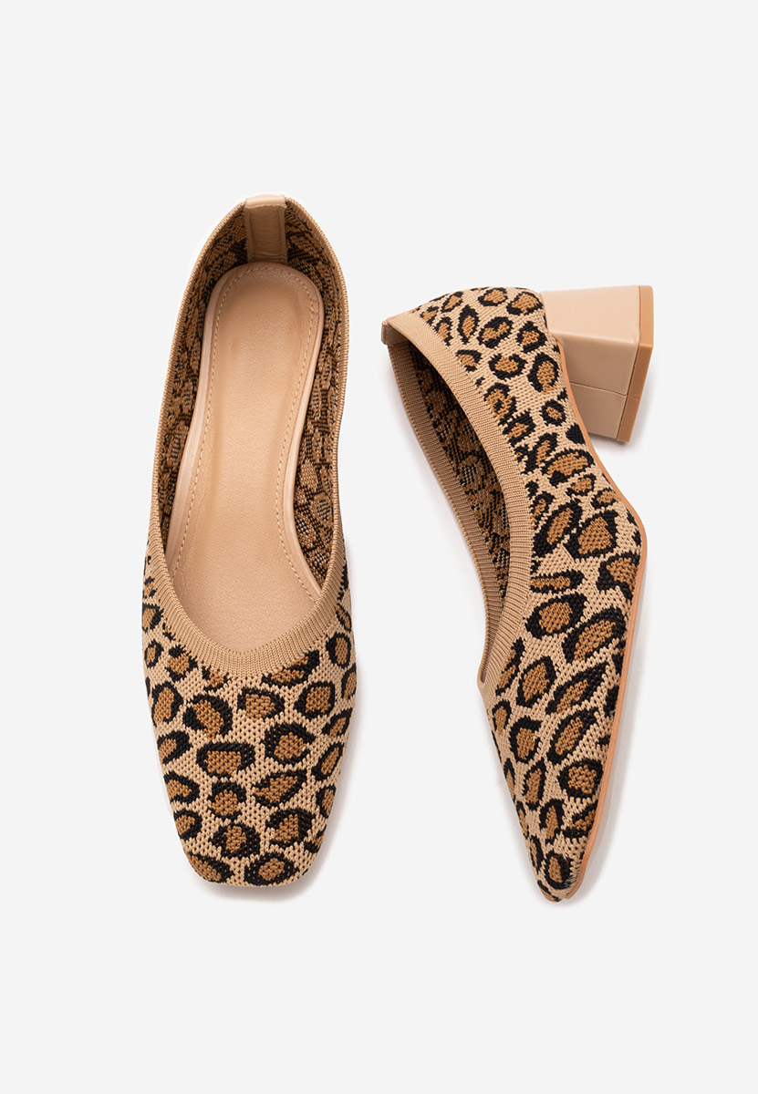 Pantofi cu toc gros Malisona leopard