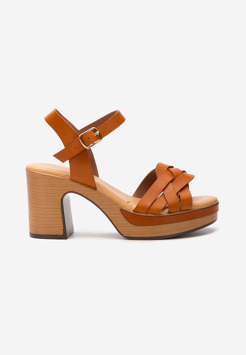 Sandale cu toc gros Loisana camel