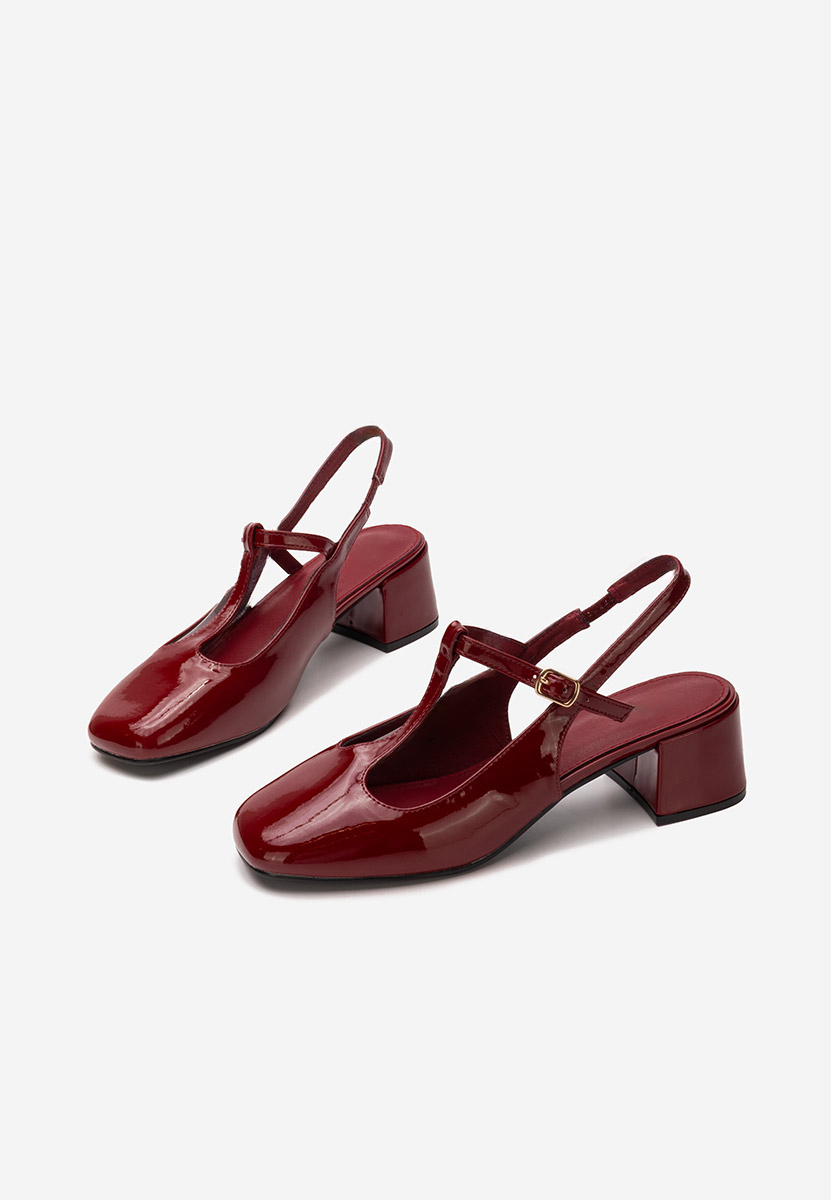 Pantofi cu toc gros Beatrina rosii