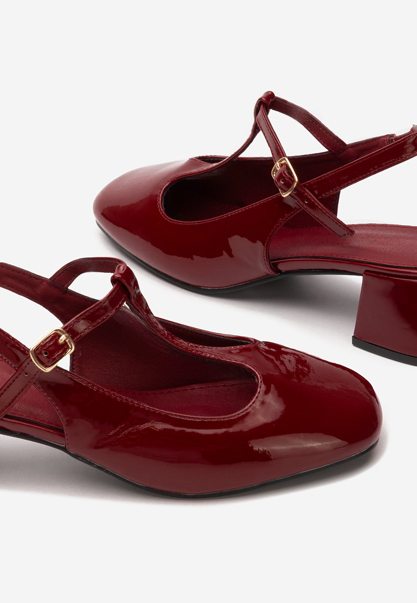 Pantofi cu toc gros Beatrina rosii
