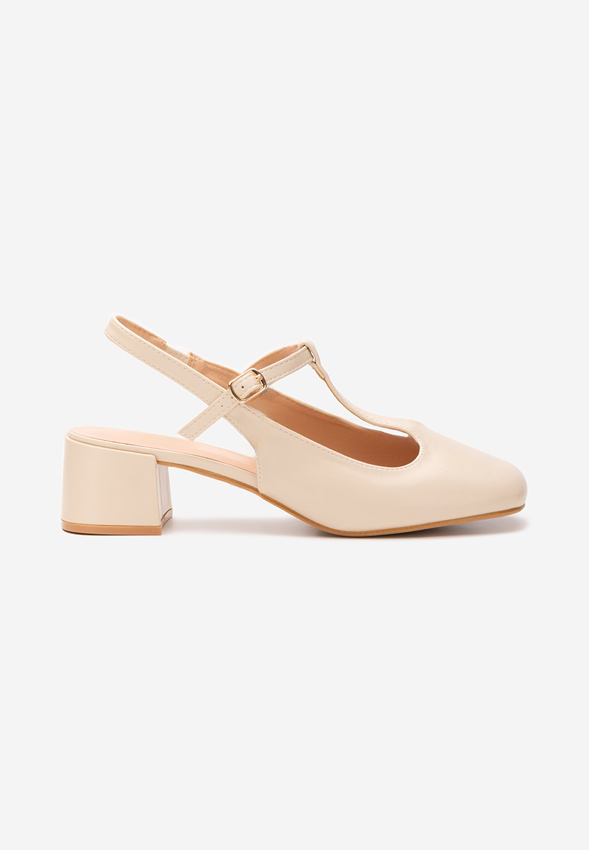 Pantofi cu toc gros Beatrina V2 bej