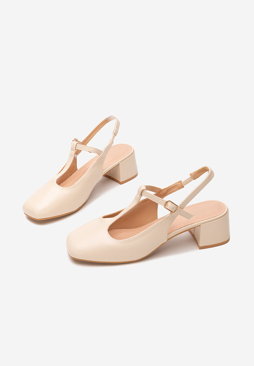 Pantofi cu toc gros Beatrina V2 bej