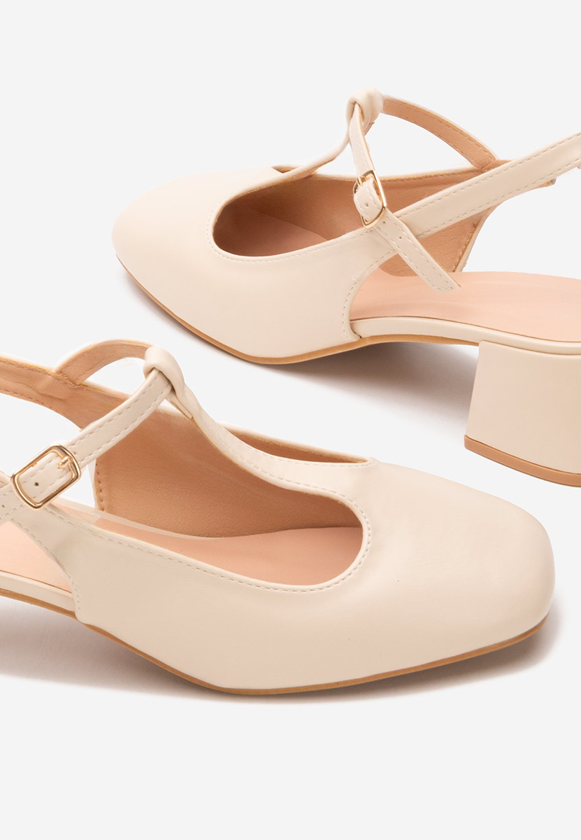 Pantofi cu toc gros Beatrina V2 bej