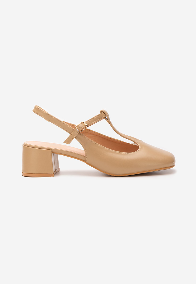 Pantofi cu toc gros Beatrina V2 kaki