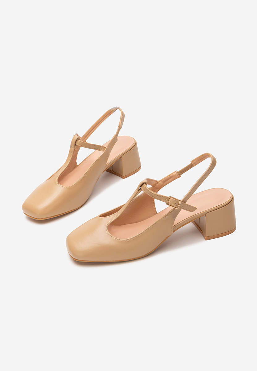 Pantofi cu toc gros Beatrina V2 kaki