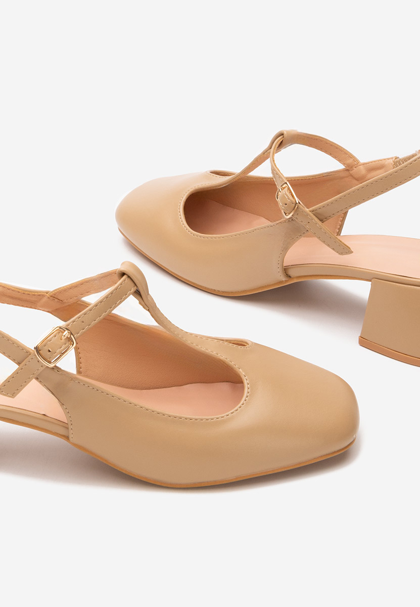 Pantofi cu toc gros Beatrina V2 kaki