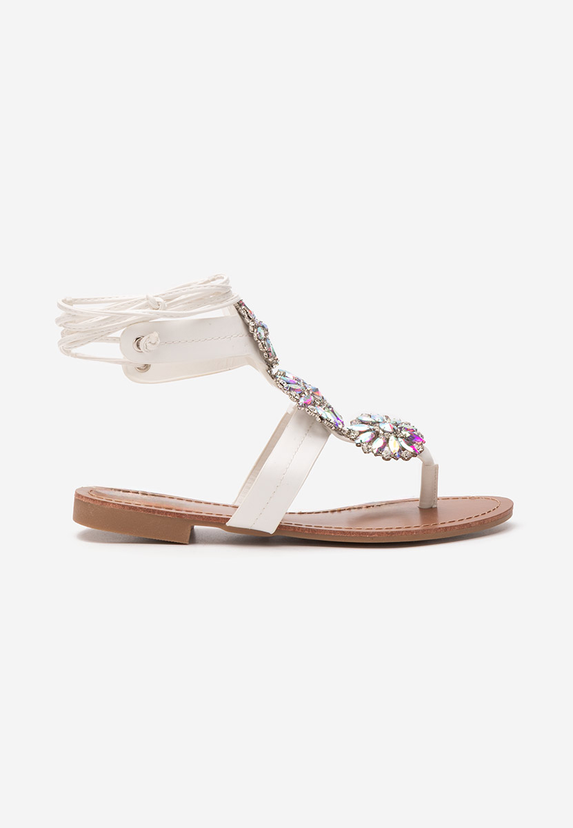 Sandale cu snur pe picior Riaza albe
