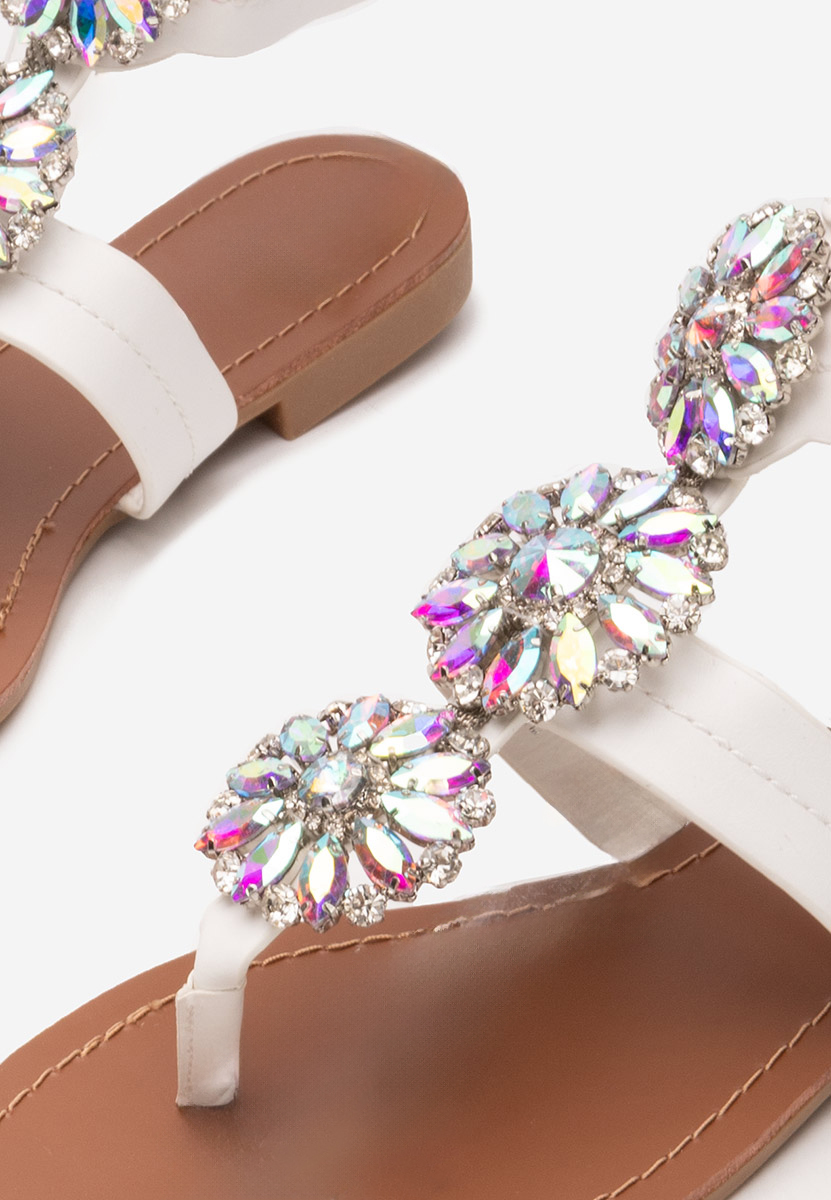 Sandale cu snur pe picior Riaza albe