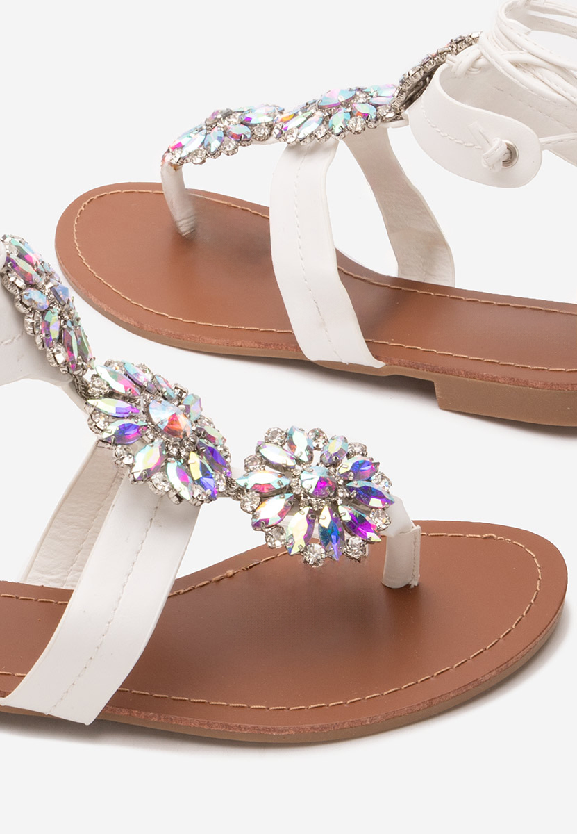 Sandale cu snur pe picior Riaza albe