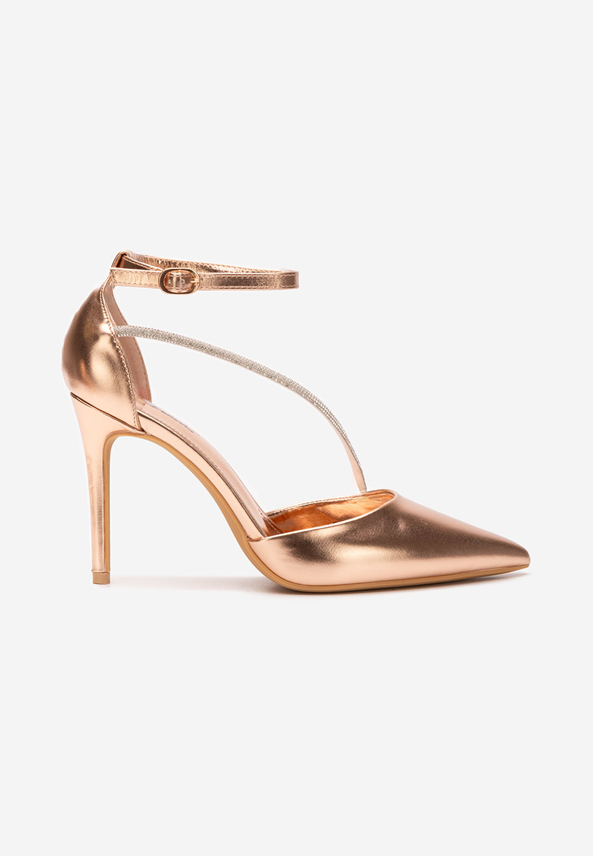 Pantofi cu toc subtire Cleora champagne