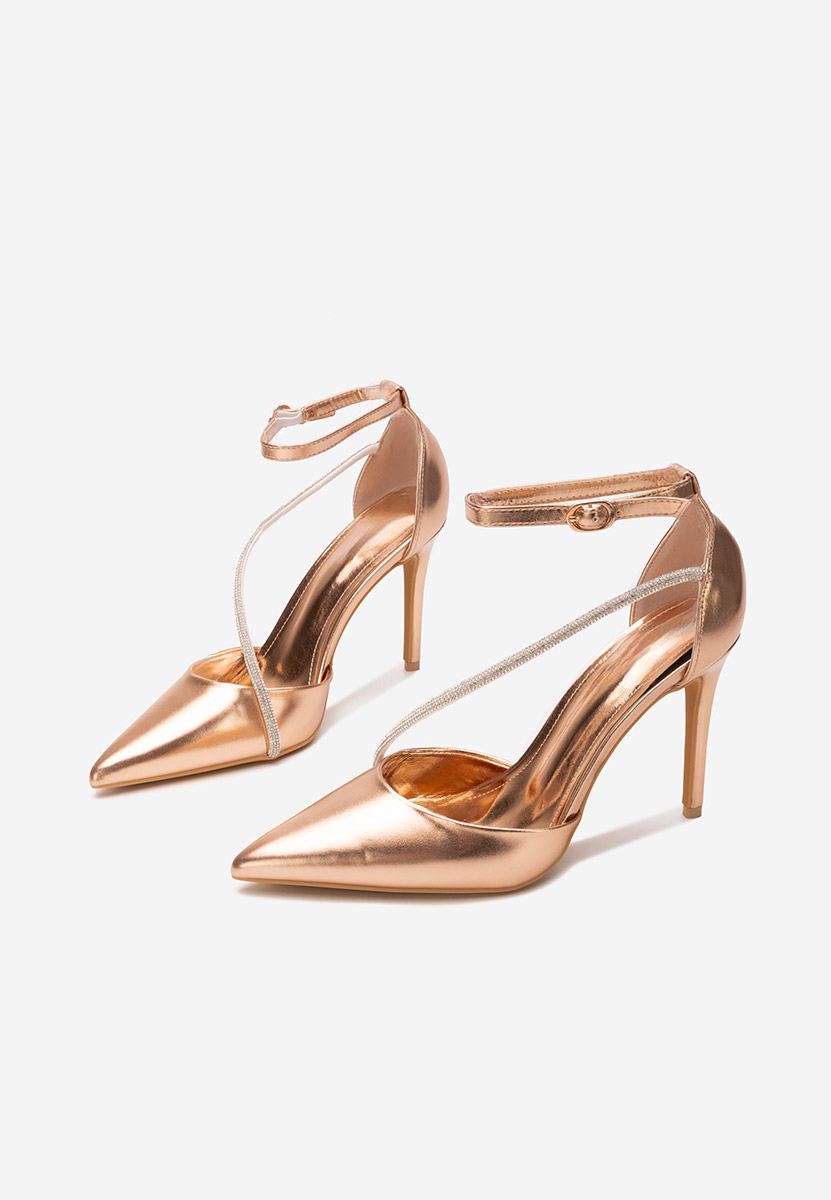 Pantofi cu toc subtire Cleora champagne