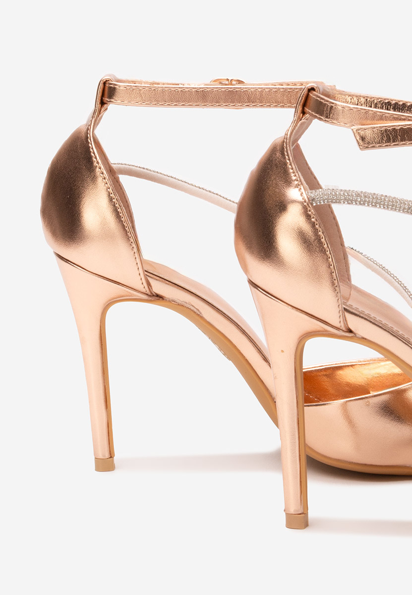 Pantofi cu toc subtire Cleora champagne