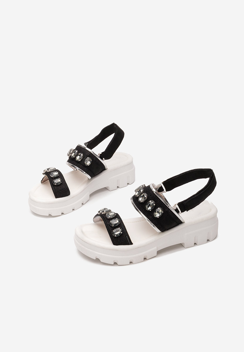 Sandale cu pietricele Solla negre