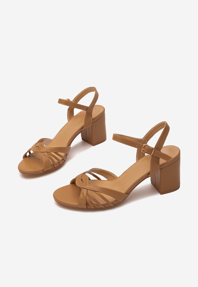 Sandale cu toc gros Kaida kaki
